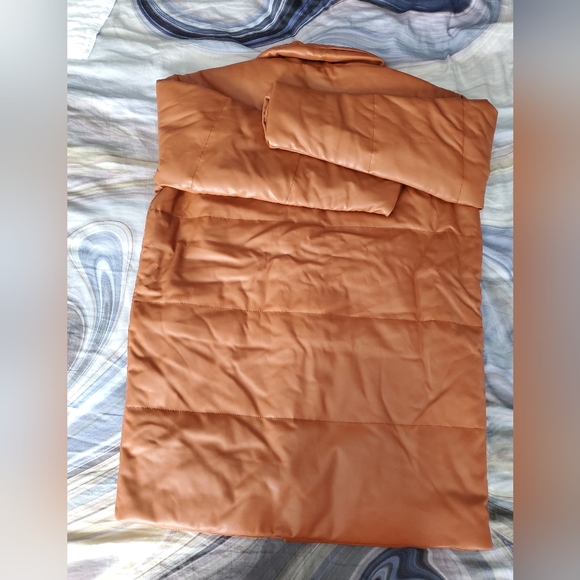 Blank NYC Cognac Faux Leather Puffer Coat - Picture 5 of 6